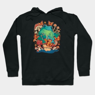 Frog sitting on a Mushroom with Butterflies Hoodie